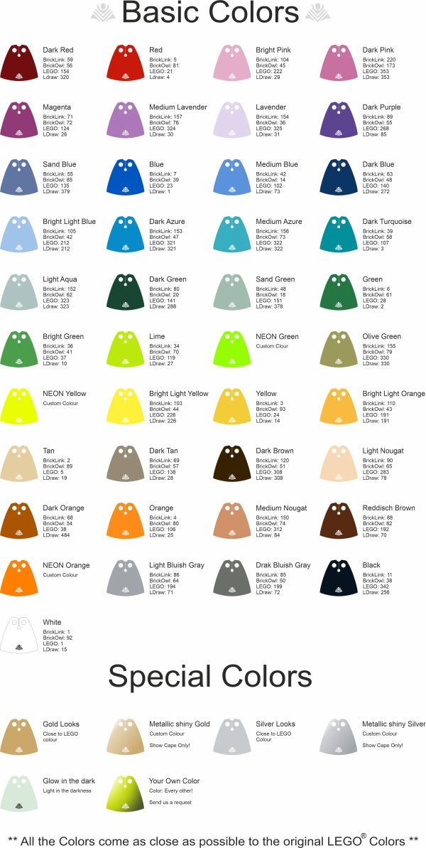 Cape Colours - www.Minifig-Capes.com